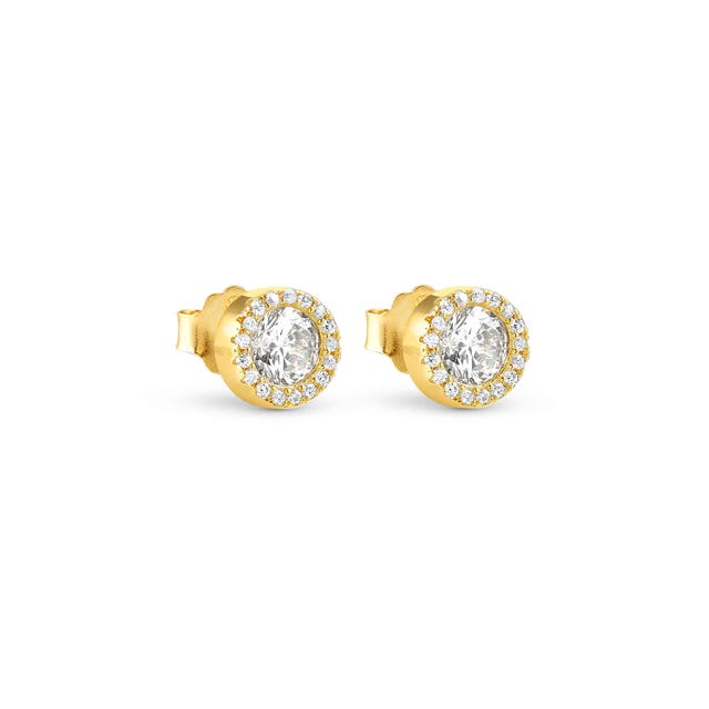 Seidivina Round CZ Stud Earrings - Gold - 241404/012