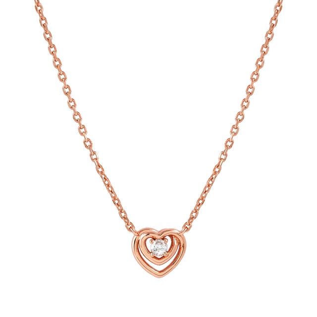 Cosmiclove Heart & CZ Necklace - Rose Gold - 241706/005