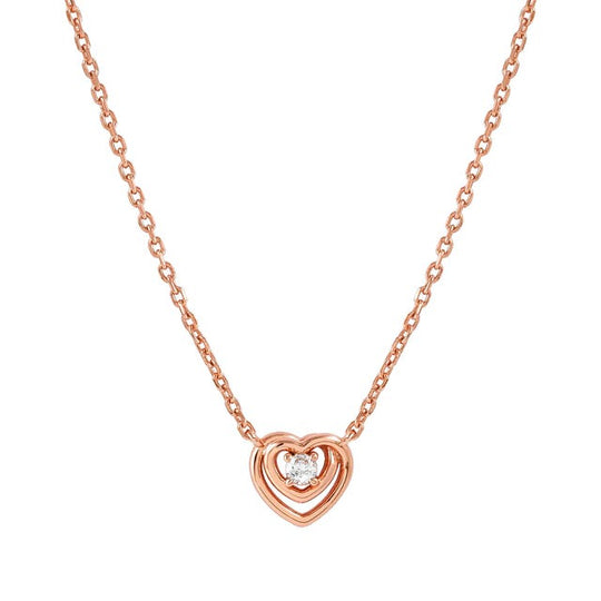 Cosmiclove Heart & CZ Necklace - Rose Gold - 241706/005