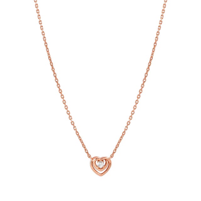 Cosmiclove Heart & CZ Necklace - Rose Gold - 241706/005