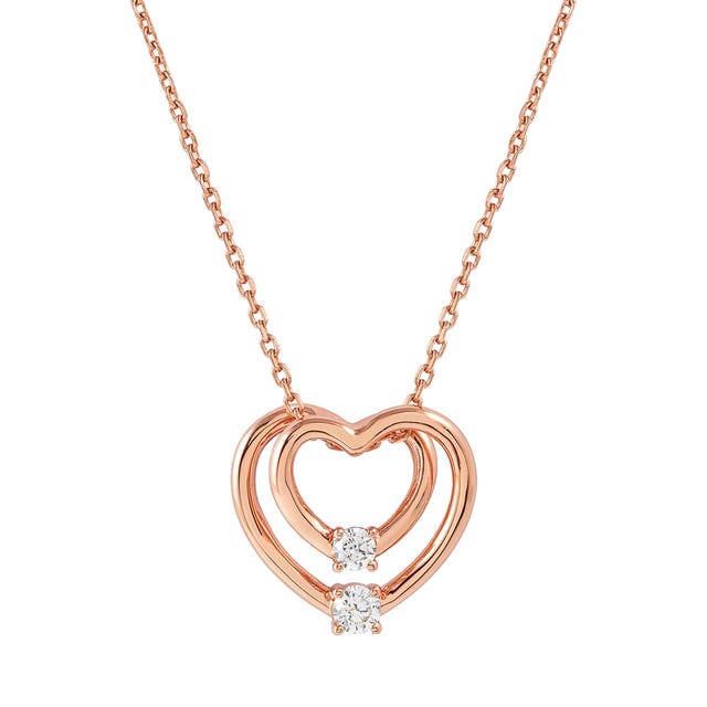 Cosmiclove Heart CZ Pendant Necklace - Rose Gold - 241708/005