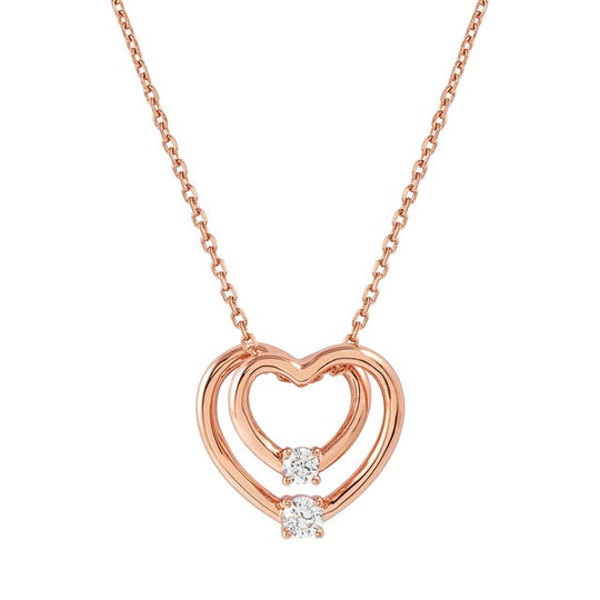 Cosmiclove Heart CZ Pendant Necklace - Rose Gold - 241708/005