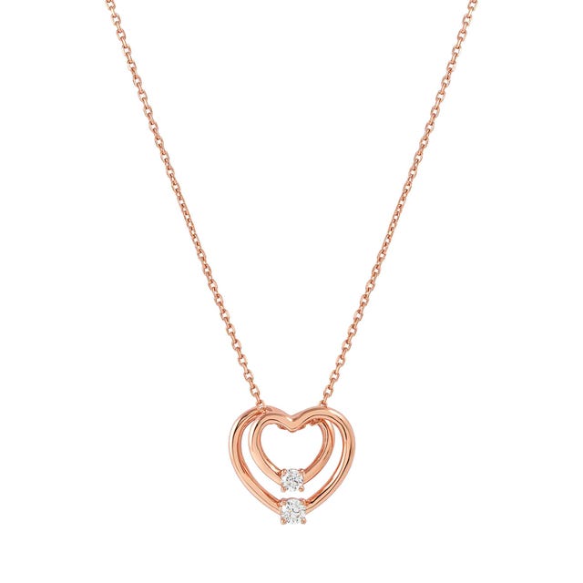 Cosmiclove Heart CZ Pendant Necklace - Rose Gold - 241708/005