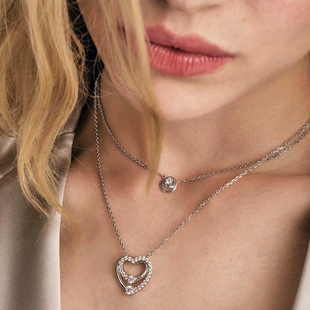 Cosmiclove Heart CZ Pendant Necklace - Rose Gold - 241708/005