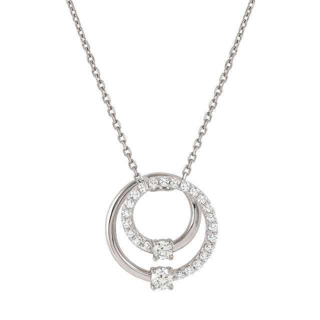 Cosmiclove CZ Pave Circles Pendant Necklace - Silver - 241709/053