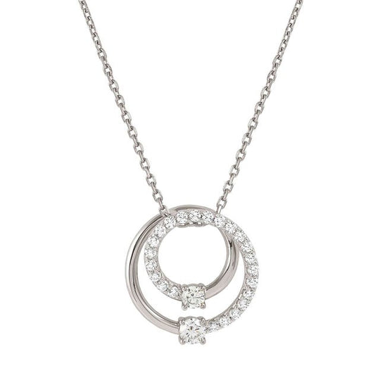 Cosmiclove CZ Pave Circles Pendant Necklace - Silver - 241709/053