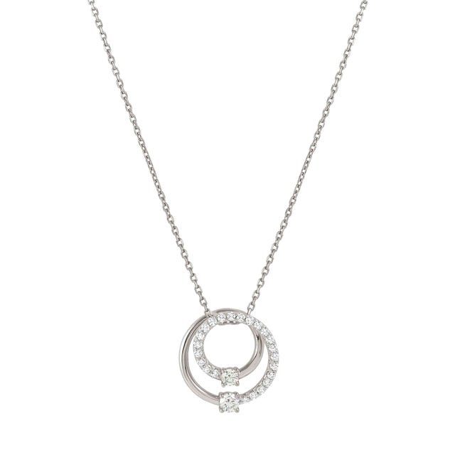 Cosmiclove CZ Pave Circles Pendant Necklace - Silver - 241709/053