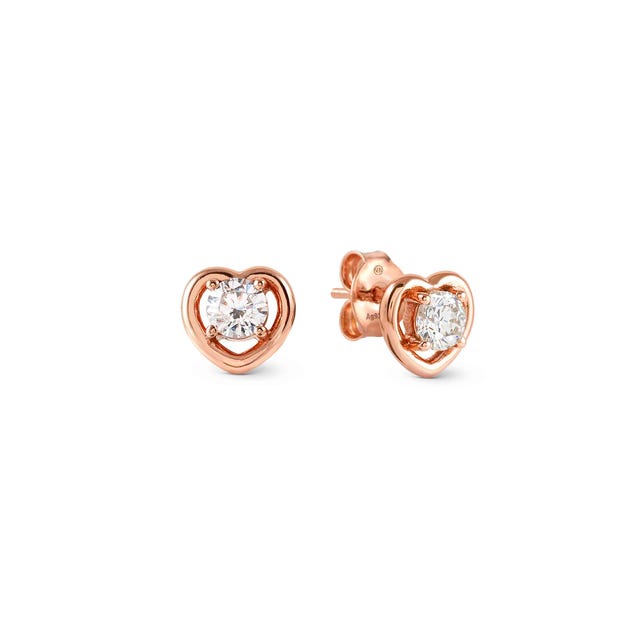 Cosmiclove Heart Stud CZ Earrings - Rose Gold - 241710/005