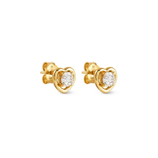 Cosmiclove Heart Stud CZ Earrings - Gold - 241710/006