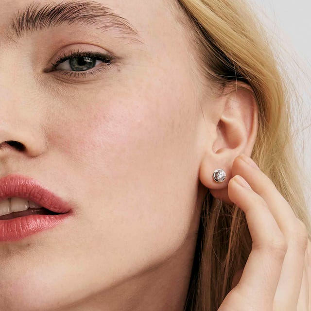 Cosmiclove Round CZ Stud Earrings - Silver - 241710/053