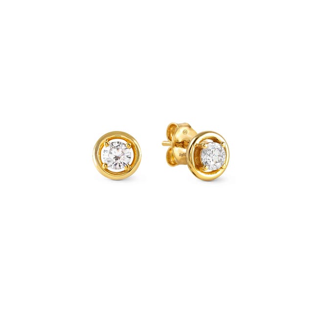 Cosmiclove Round CZ Stud Earrings - Gold - 241710/054