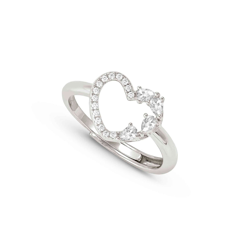 Shine Me Up Heart & CZ Ring - Silver - 241900/003