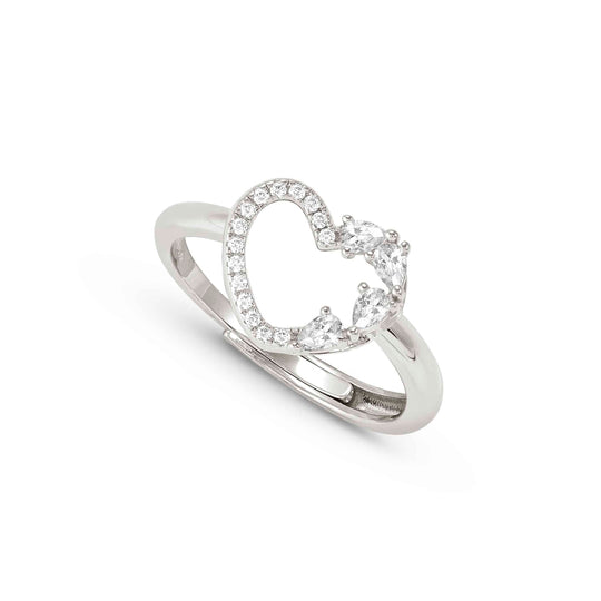 Shine Me Up Heart & CZ Ring - Silver - 241900/003