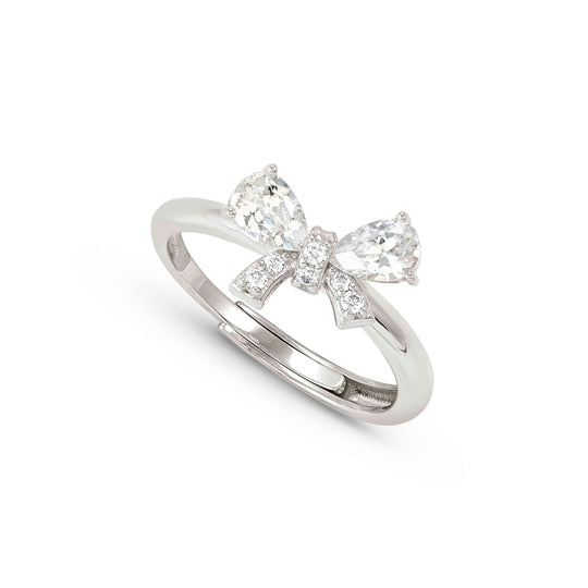Shine Me Up Bow & CZ Ring - Silver - 241900/008