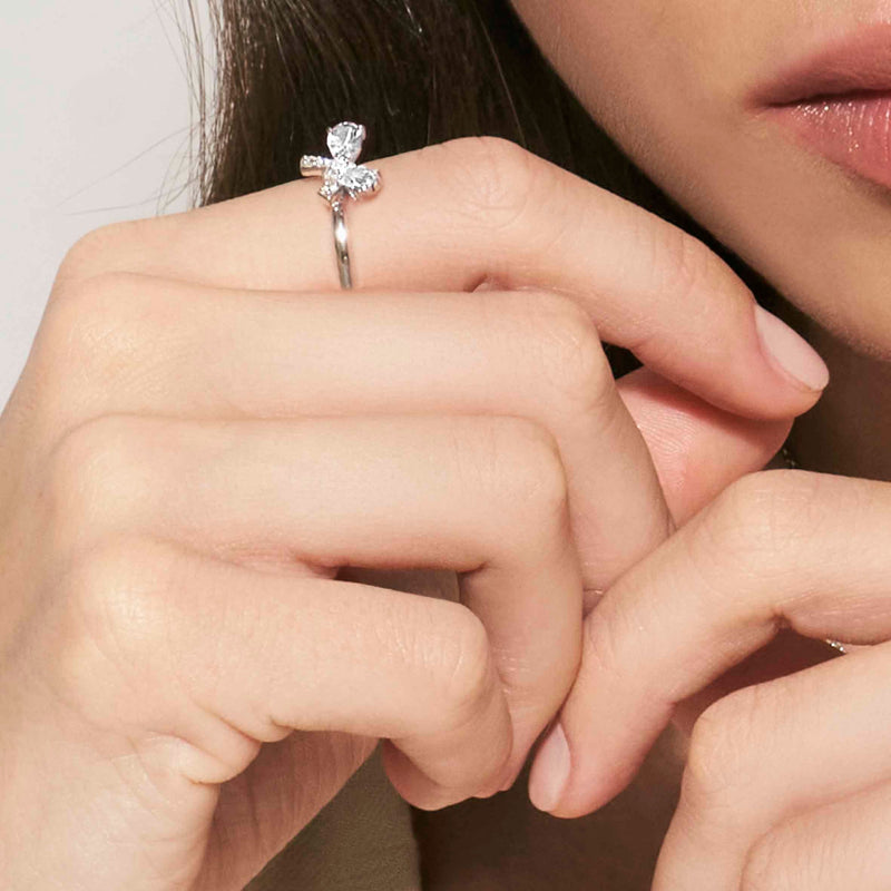 Shine Me Up Bow & CZ Ring - Silver - 241900/008