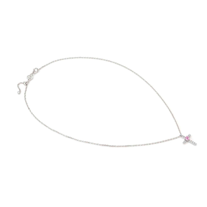 Shine Me Up Cross & CZ Necklace - Silver/Pink - 241902/002