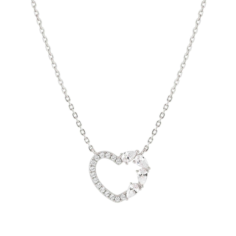 Shine Me Up Heart & CZ Necklace - Silver - 241902/003