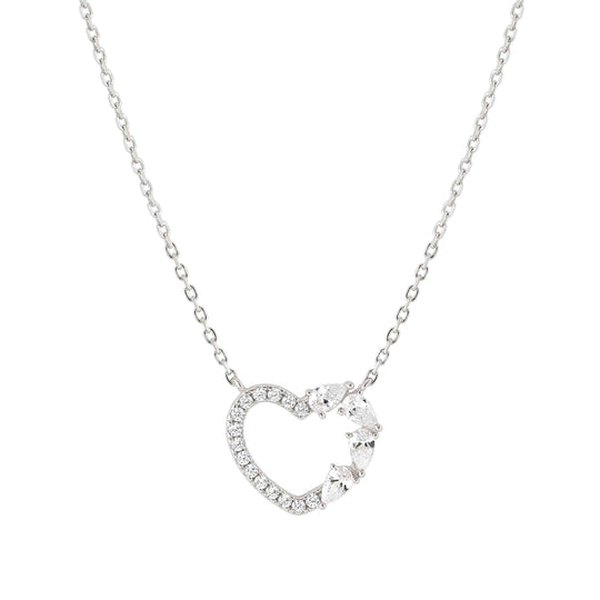 Shine Me Up Heart & CZ Necklace - Silver - 241902/003
