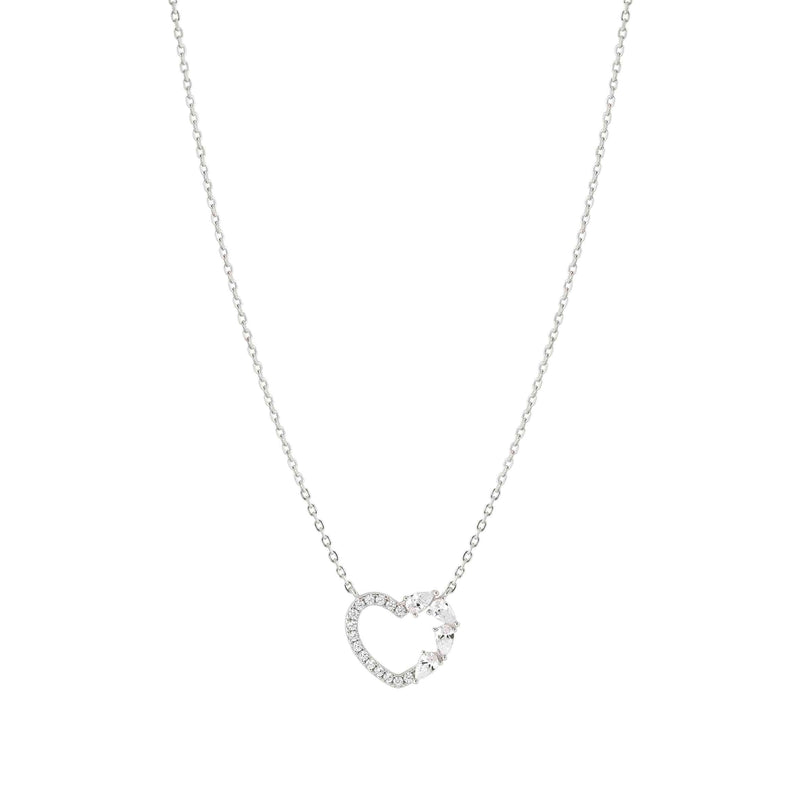 Shine Me Up Heart & CZ Necklace - Silver - 241902/003