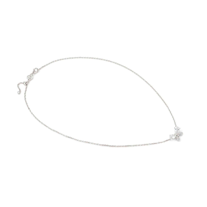 Shine Me Up Bow & CZ Necklace - Silver - 241902/008