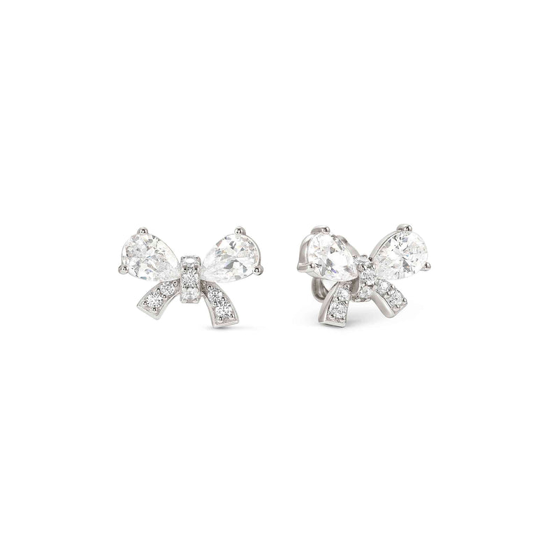 Shine Me Up Bow & CZ Stud Earrings - Silver - 241903/008