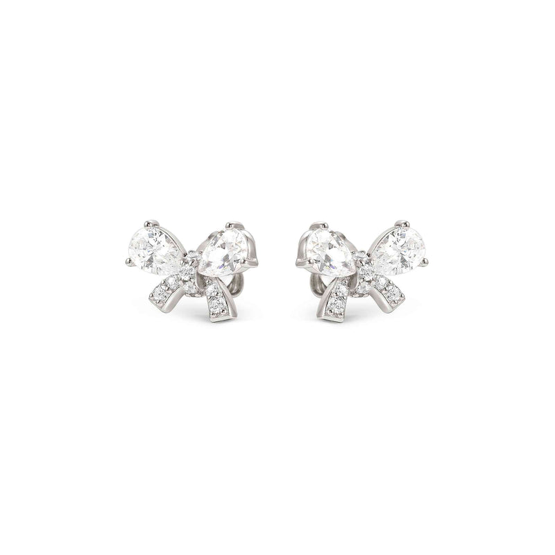 Shine Me Up Bow & CZ Stud Earrings - Silver - 241903/008