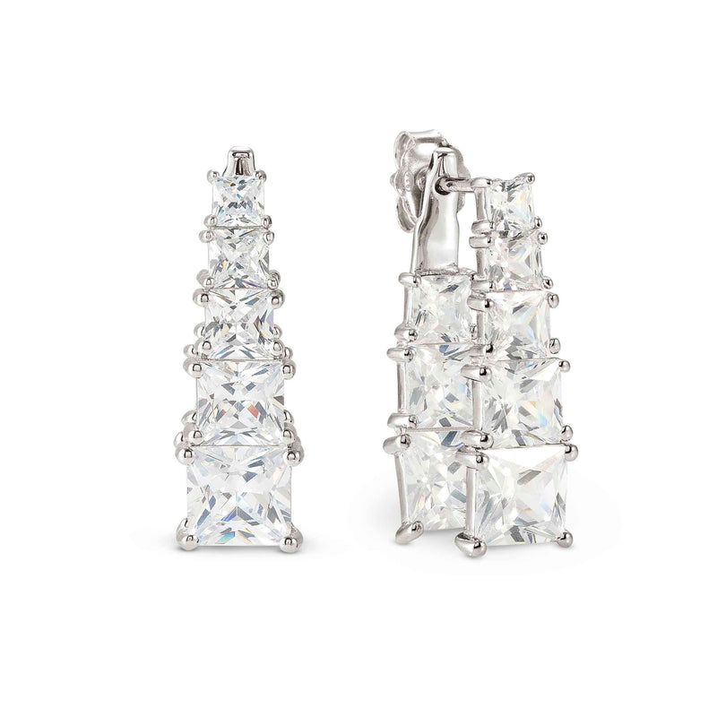 Day To Night CZ Drop Earrings - Silver - 242106/010