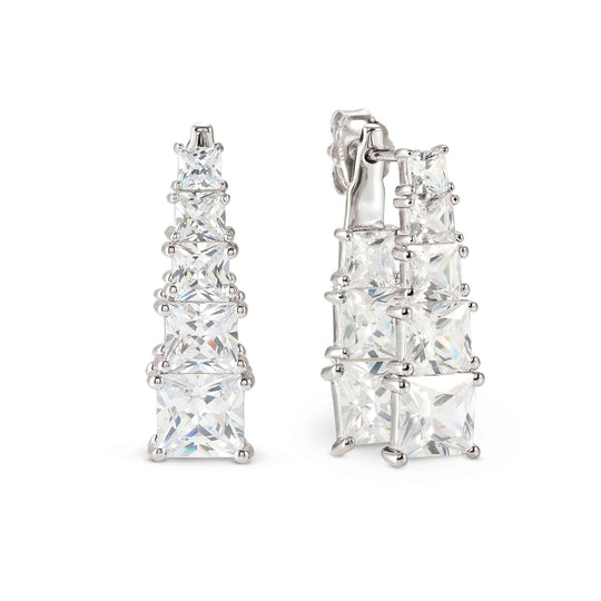 Day To Night CZ Drop Earrings - Silver - 242106/010