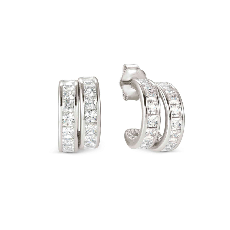 Day To Night CZ Hoop Earrings - Silver - 242107/010