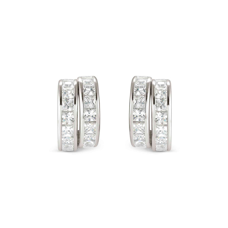 Day To Night CZ Hoop Earrings - Silver - 242107/010
