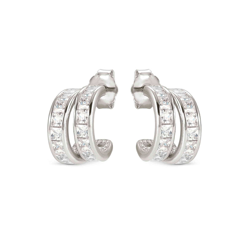 Day To Night CZ Hoop Earrings - Silver - 242107/010