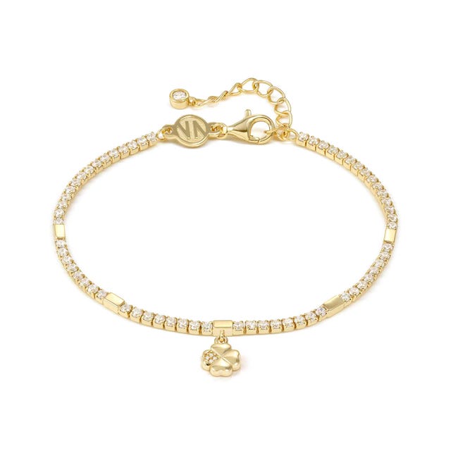 Petit Sparkle Four Leaf Clover Tennis Bracelet - Gold - 242302/003