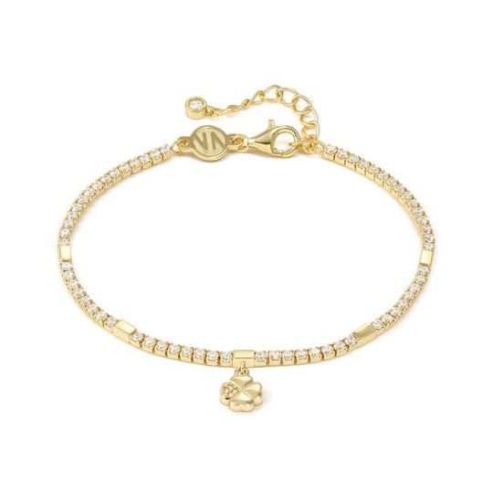 Petit Sparkle Four Leaf Clover Tennis Bracelet - Gold - 242302/003