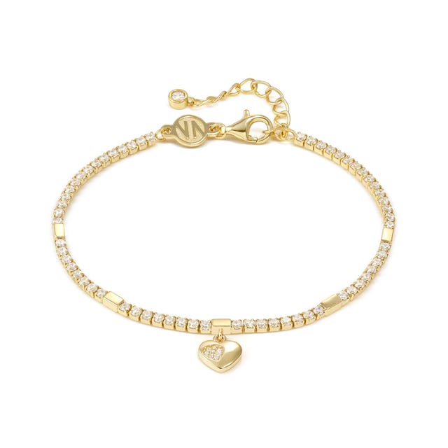 Petit Sparkle Heart Tennis Bracelet - Gold - 242302/006
