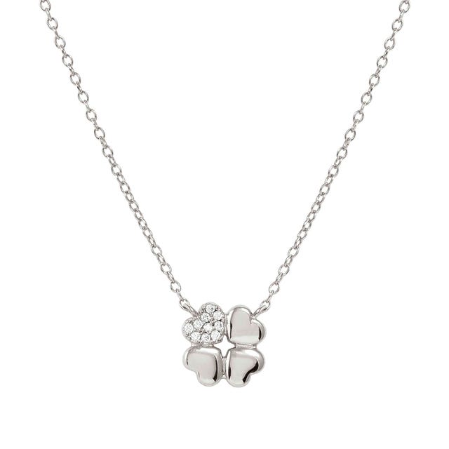 Petit Sparkle Four Leaf Clover Necklace - Silver - 242303/001