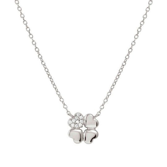 Petit Sparkle Four Leaf Clover Necklace - Silver - 242303/001