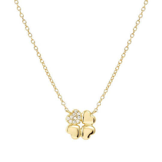 Petit Sparkle Four Leaf Clover Necklace - Gold - 242303/003