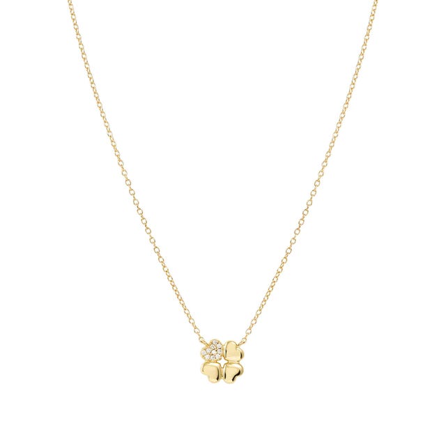 Petit Sparkle Four Leaf Clover Necklace - Gold - 242303/003