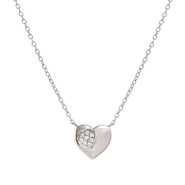 Petit Sparkle Heart Necklace - Silver - 242303/004