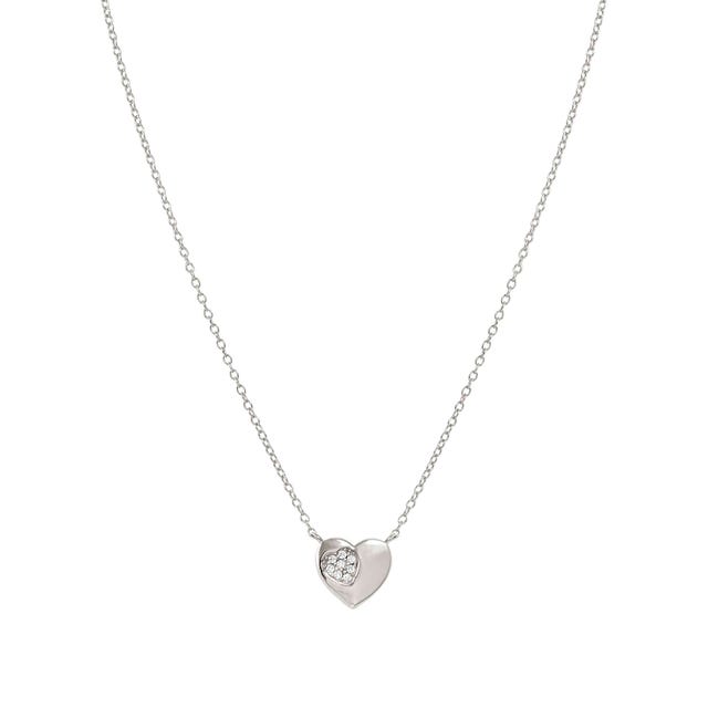 Petit Sparkle Heart Necklace - Silver - 242303/004