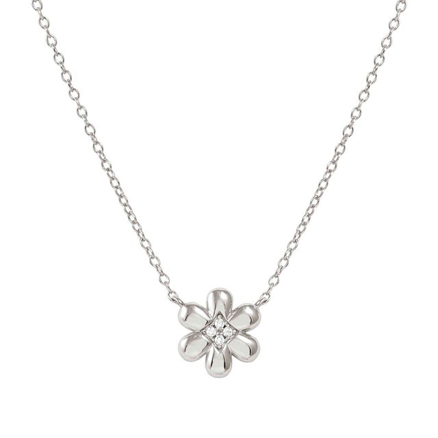 Petit Sparkle Flower Necklace - Silver - 242303/010