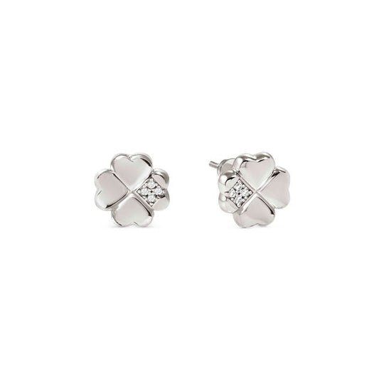 Petit Sparkle Four Leaf Clover Stud Earrings - Silver - 242304/001