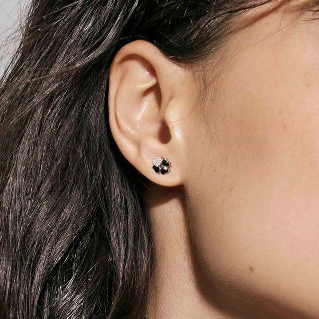 Petit Sparkle Four Leaf Clover Stud Earrings - Silver - 242304/001