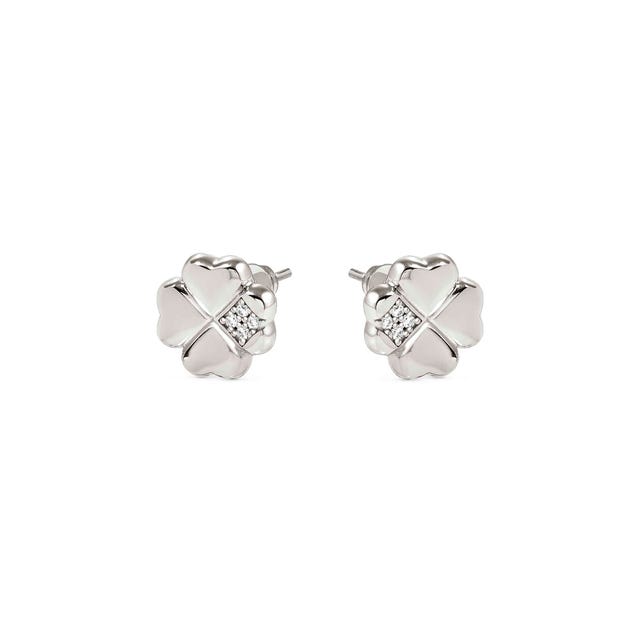 Petit Sparkle Four Leaf Clover Stud Earrings - Silver - 242304/001