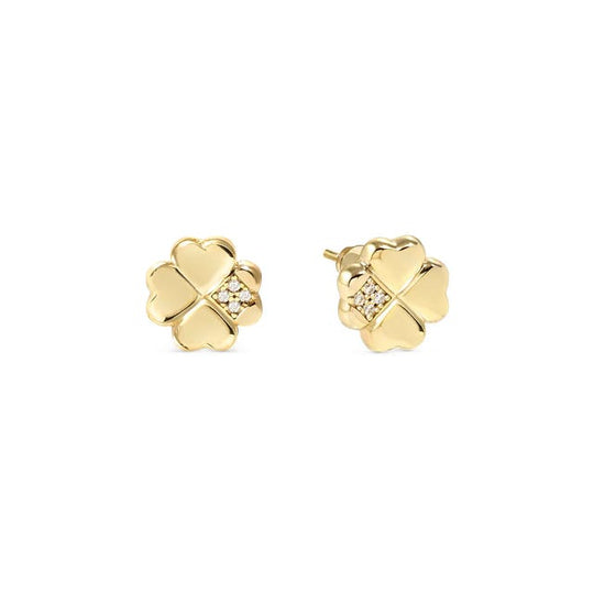 Petit Sparkle Four Leaf Clover Stud Earrings - Gold - 242304/003