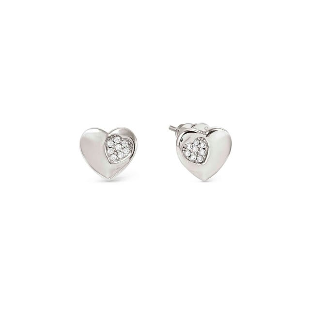 Petit Sparkle Heart Stud Earrings - Silver - 242304/004
