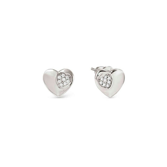 Petit Sparkle Heart Stud Earrings - Silver - 242304/004