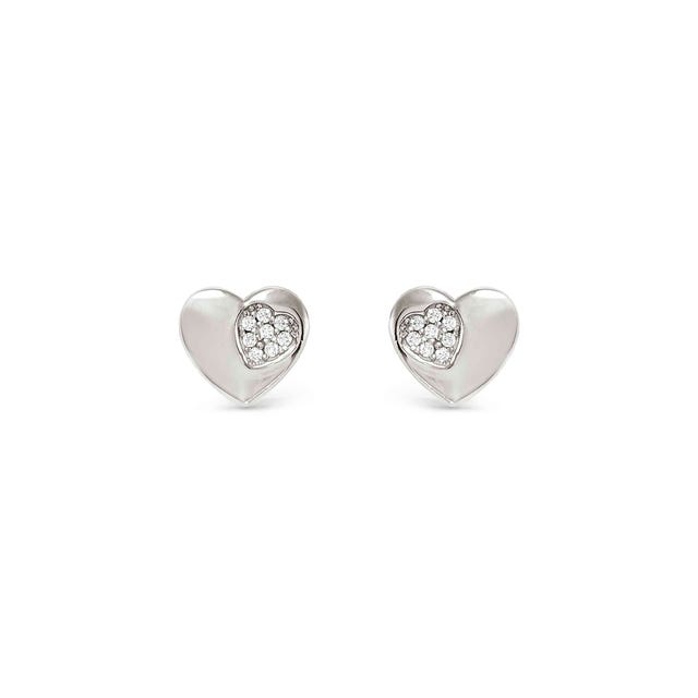 Petit Sparkle Heart Stud Earrings - Silver - 242304/004