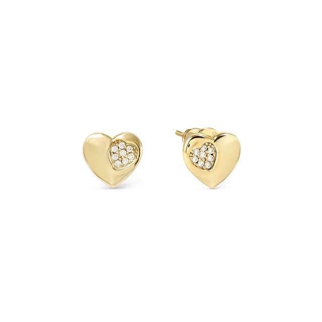 Petit Sparkle Heart Stud Earrings - Gold - 242304/006