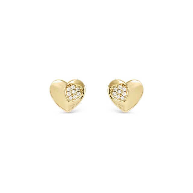 Petit Sparkle Heart Stud Earrings - Gold - 242304/006